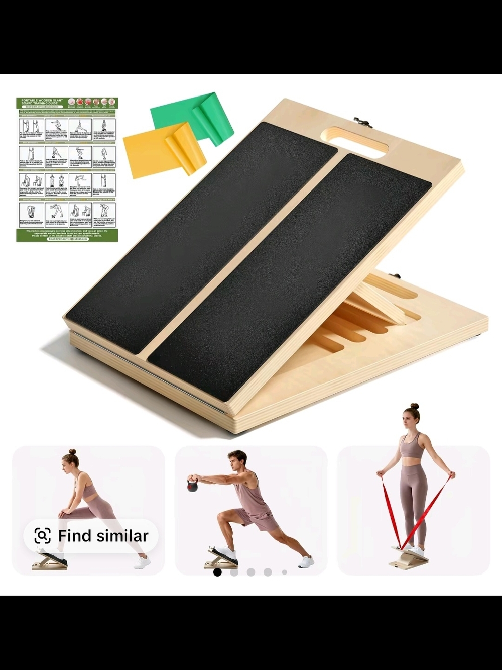 Adjustable Wooden Balance Wedge with Black Grip Pads